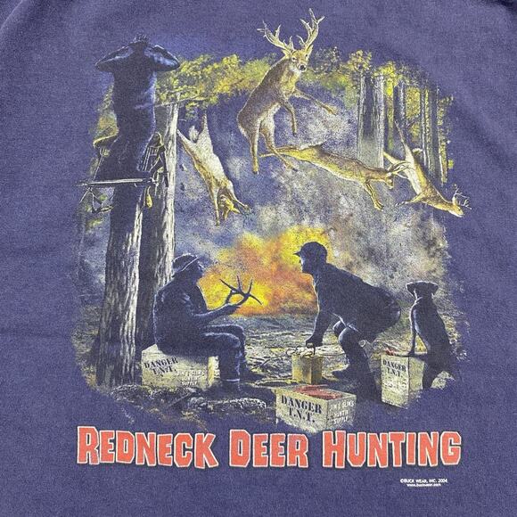 Redneck Deer Hunting Buck Wear 2004 Tee Funny Outdoor Graphic Blue XL - Picture 2 of 11